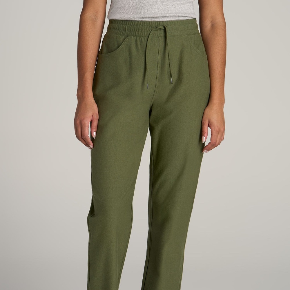 American Tall Pull-On Straight Leg Knit Pants for Tall Women in Bright Olive Siz